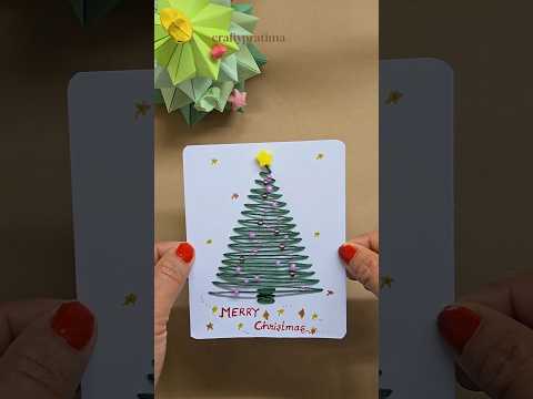 DIY Christmas card idea | thread art #shorts #cards #christmas