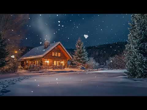 🎄 Cozy Christmas Log Cabin ⛄️ | Snowing Smoking Chimney & Christmas Instrumental Music 🎶