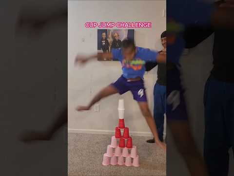 Jumping Over Cups CHALLENGE #SHORTS #FAMILYGAMENIGHT #FAMILYFUN