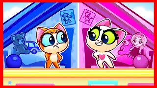 ✨Girls VS Boys Secret Rooms Challenge 🧁🌊Pink VS Blue 📖😻Purr-Purr Flipbook #shorts #forkids