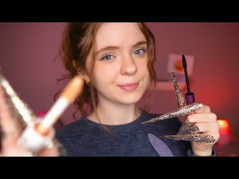 ASMR Doing Your Makeup With EXTREMELY Long "Nails"💄 Tingly layered sounds, Whispered Roleplay