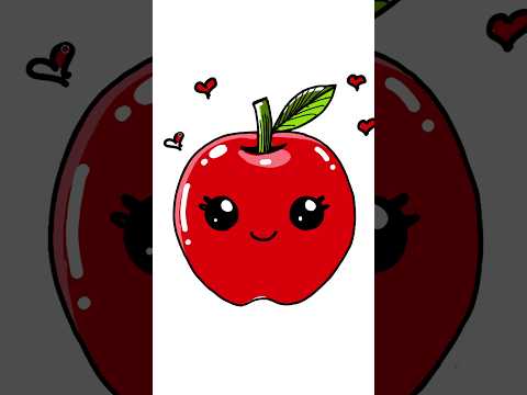 How to draw an apple kawaii