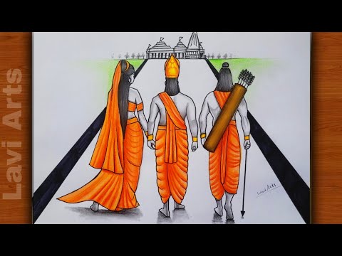 Shree Ram Sita Laxman Drawing ( Return to ayodhya) | Ayodhya Ram Mandir Drawing | Ram Navami drawing