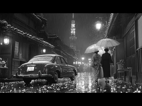 Rainy Japanese Streets Swing Jazz 🌧️ Nostalgic Saxophone Music in Old Tokyo Ambiance ☔ Vintage Era