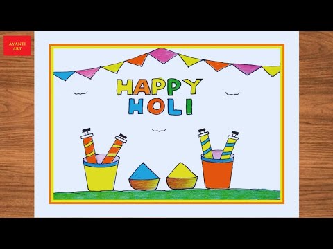 Happy Holi Drawing || Creating a Colorful Holi Festival Drawing Step-by-Step Tutoria || Happy holi