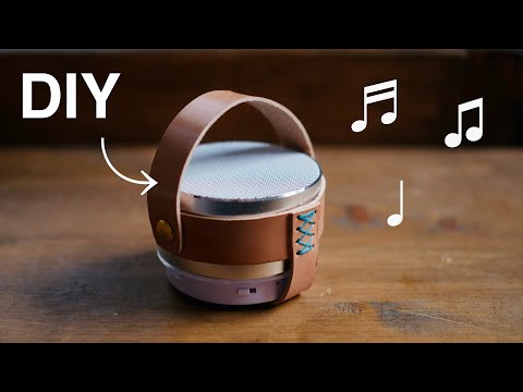 【レザークラフト】ダイソースピーカーにleather cover を取り付けてみました。