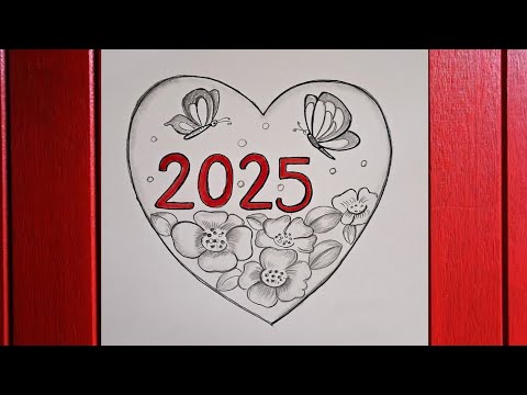 New year drawing 2025//new year card drawing 2025//new year ki drawing