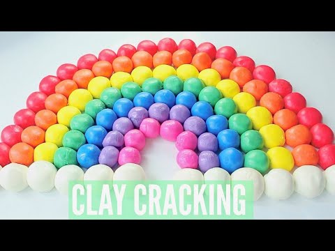 GIANT Clay Ball Popping + Clay Cracking ASMR  & Tutorial// Rainbow