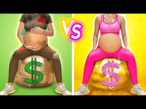 PREGNANT GIRL CHALLENGE || Expensive vs Cheap Hacks for Future Parents by 123 GO! Galaxy