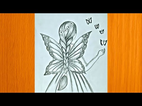 How to draw Fairy Girl Butterfly -Drawing || Pencil sketch for beginner || Girl drawing || drawing