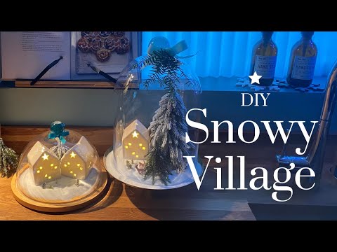 Create with Me ❅ CHRISTMAS VILLAGE Scene in a Cake Glass Dome Cloche ❅ Minimalist Kitchen Decor ASMR