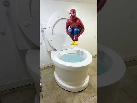 SPIDERMAN GIANT CANNONBALL into the Worlds Largest Toilet #shorts