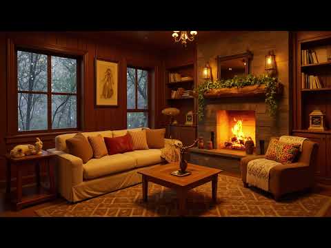 Peaceful Winter Night | Cozy Fireplace Crackles & Soothing Piano for Deep Relaxation & Comfort