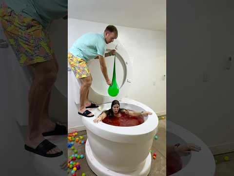 GIANT BALLOON PRANK from Super Mean Boyfriend in the Worlds Largest Toilet #shorts