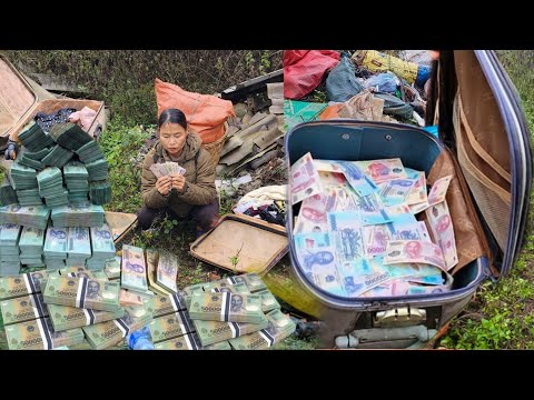 Scrap collector discovers huge sum of money at abandoned landfill - lucky girl