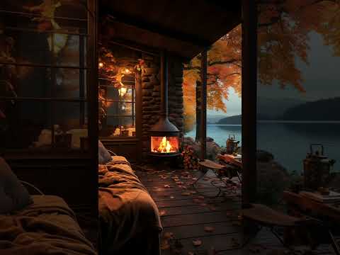 Lakeside Ambience with Fireplace  #fireplace #relaxing #asmr #firesounds #naturesounds #shorts