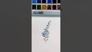 Paint a tiny watercolour delphinium with me!