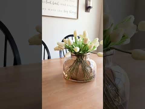 Simple Faux Floral Hack | spring tulips | kitchen table centerpiece | cozy home