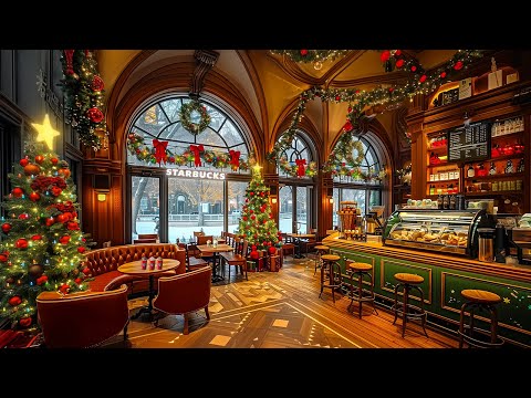 スターバックスのクリスマスジャズ音楽でリラックスする日 - Starbucks Christmas Jazz Café Ambience ☕ 冬の癒し空間とホリデー気分🎄 スタバのクリスマスカフェ