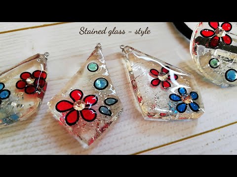 レジン🌼まるでガラス!?✨丸カンで“ステンドグラス風”フラワーペンダント💎✨resin/accessory/Stained glass-style/Flower pendant🌼*･