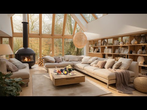 Gentle Smooth Jazz Music at Cozy Cabin Ambience🍂 Autumn Vibes and Fireplace Sounds for Reduce Stress