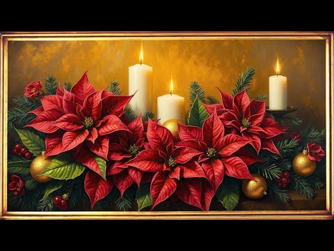 Christmas Candlelight | Frame TV 4K Holiday Art Screensaver | Elegant Holiday Décor In Gold | 2Hrs