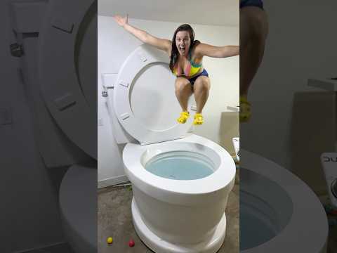 BIG GIANT CANNONBALL Jump into the Worlds Largest Toilet #shorts