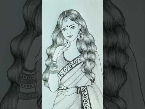 How to draw Girl with Diwali Diya#shorts_ #shorts #short #diwali #ytshort #art #shortsfeed #dipawali