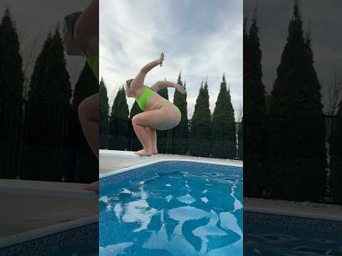 BACKWARDS HIGH DIVE JUMP into the Pool in the Cold #shorts