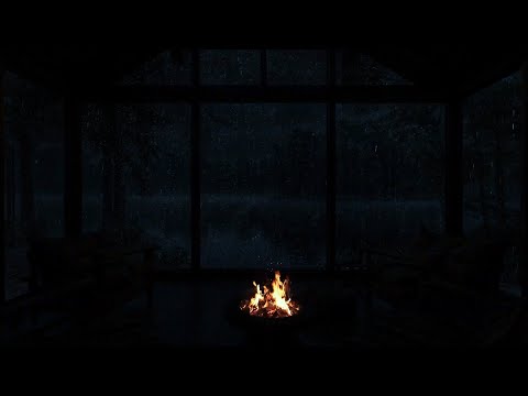 ⛈️Wonderful Night🔥Rain Sounds and Heavy Thunder Outside the Window – Relaxation Fire Ambient