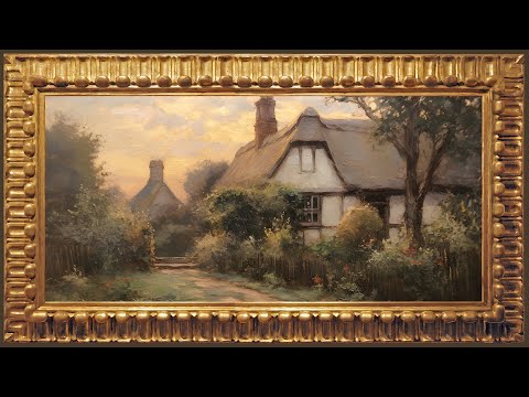 Grand Cottage Mansion and Flower Garden, Impressionist Oil Painting | Framed Art Screensaver for TV