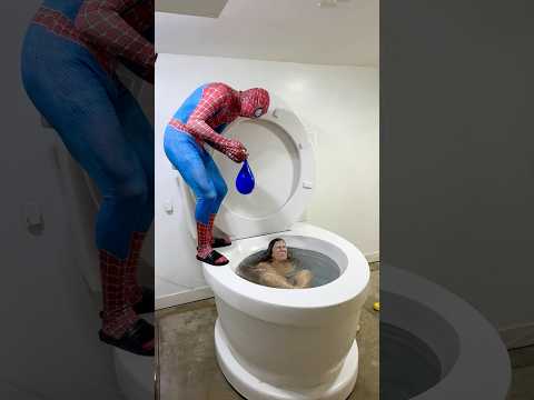 CRAZY SPIDERMAN PRANKED GIRL in the Giant Toilet and He was Mean #shorts