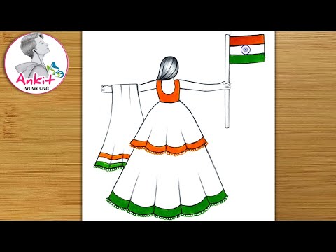 Independence Day Drawing Easy Steps / How to draw 15 august Drawing Easy Step / Girl Drawing / art