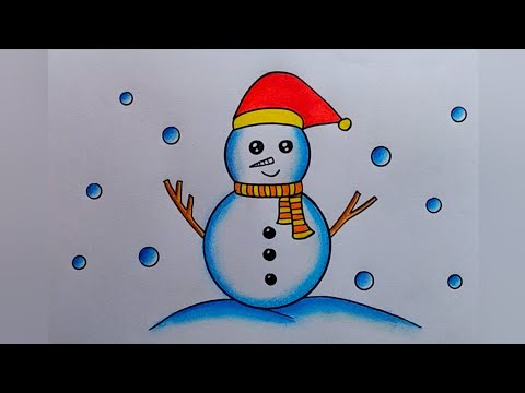 How to draw Snowman step by step| Easy Snowman drawing| Winter season special snowman drawing easy