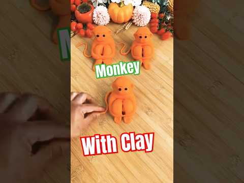 How to make monkey with Clay #clay #cute #art #toys #monkey #greenscreenvideo