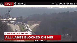 All lanes blocked on I-85S after tractor-trailer collision near SC/GA border