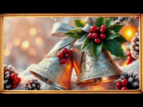 Christmas Greetings | Vintage Silver Bells | 4K Christmas Art | Gold Frame TV Art | Holiday Vibes