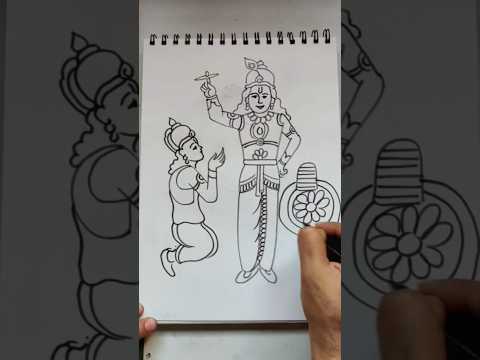 Quick simple and easy drawing of lord Krishna and Arjuna using the word GITA / Mahabharat special