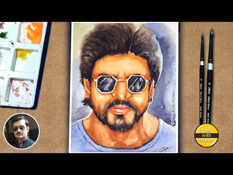 Watercolor Portrait || Shahrukh Khan Portrait Tutorial in Hindi