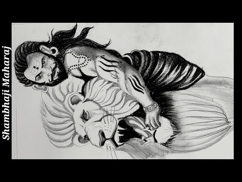 Chatrapati Sambhaji Maharaj vs Lion/Chhaava / Drawing pencil shading sketch of Sambhaji Maharaj