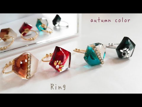 レジン💍100均クリアホルダーで型作り！秋色のバイカラーリング作り方✨resin/Ring/Bicolor/autumn color/how to make frame💍✨