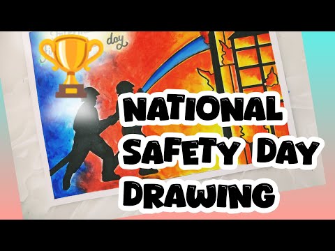 National Safety Day Drawing easy,4th March| Safety Day Poster Drawing| Safety First drawing