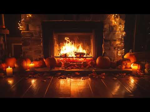 Cozy Fall Ambience 🍁Fireplace Burning Cackling Sounds Soothing Calming Relaxing