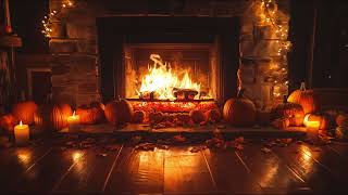 Cozy Fall Ambience 🍁Fireplace Burning Cackling Sounds Soothing Calming Relaxing