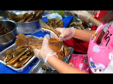 Breakfast box for Thai office workers! Fried freshwater fish tilapia