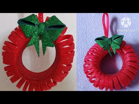 Christmas wreath ornaments|easy and attractive Christmas paper craft|Christmas decoration ideas easy