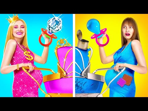 RICH VS BROKE PREGNANT | Cool Parenting Hacks and Ideas by 123 GO! Series