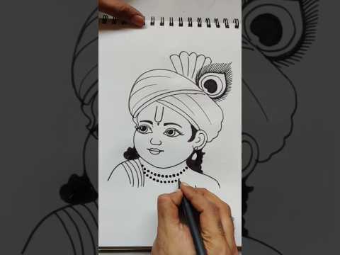 Quick simple and easy drawing of  little krishna face/ little krishna drawing in easy steps