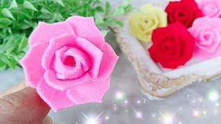 【簡単✨フェルト】バラの花🌹作り方【縫わずにできる】How to make a rose flower. Felt flower