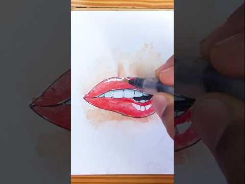 Draw and paint lips 👄 #drawing #art #makeup